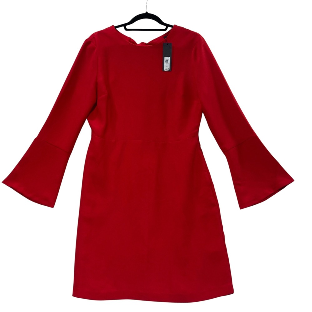 NWT Banana Republic Red Bell Sleeve Bow Back Cutout Shift Dress Womens 10 New
